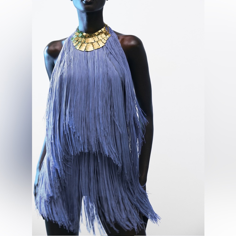 Zara Short Fringed Dress NWT Small
